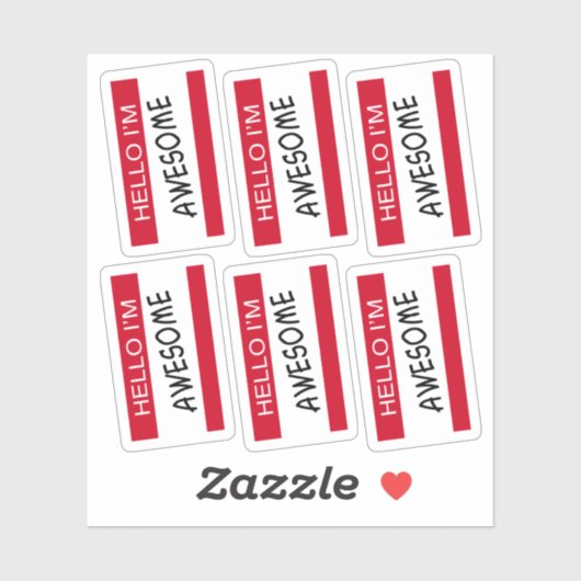 Hallo Ik ben Geweldige Set van 6 Sticker (Vel)