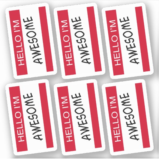 Hallo Ik ben Geweldige Set van 6 Sticker (Voorkant)