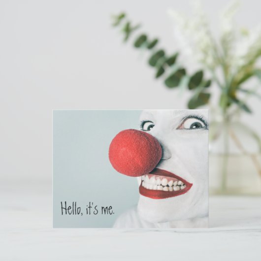Hallo Ik ben het grappige clowngezicht Briefkaart (Staand voorkant)