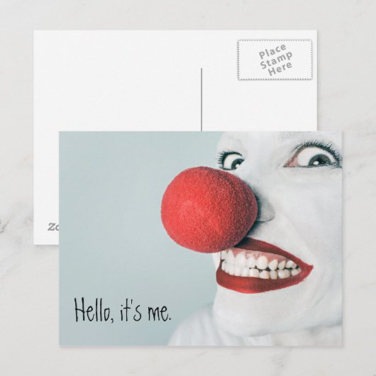 Hallo Ik ben het grappige clowngezicht Briefkaart (Voorkant / Achterkant)