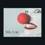 Hallo Ik ben het grappige clowngezicht Briefkaart<br><div class="desc">Laat ze glimlachen met een grappig kaartje. Gebruik voor alle gelegenheden - verjaardagen,  opvrolijken,  felicitaties of contact houden. U kunt de tekst bewerken met uw eigen aangepaste bericht door de voorbeeldtekst in de sjabloon te vervangen. Foto: Ryan McGuire</div>