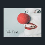 Hallo Ik ben het grappige clowngezicht Briefkaart<br><div class="desc">Laat ze glimlachen met een grappig kaartje. Gebruik voor alle gelegenheden - verjaardagen,  opvrolijken,  felicitaties of contact houden. U kunt de tekst bewerken met uw eigen aangepaste bericht door de voorbeeldtekst in de sjabloon te vervangen. Foto: Ryan McGuire</div>