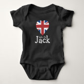 hallo ik ben Jack. Union Jack-hartvlag VK Romper (Voorkant)