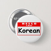 Hallo, ik ben Koreaans... naamplaatje Ronde Button 5,7 Cm (Voorkant /achterkant)