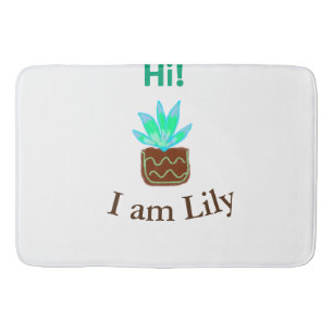 Hallo ik ben Lily cactus succulent voeg naam water Badmat