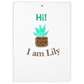 Hallo ik ben Lily cactus succulent voeg naam water Klembord (Achterkant)