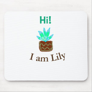 Hallo ik ben Lily cactus succulent voeg naam water Muismat