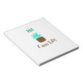 Hallo ik ben Lily cactus succulent voeg naam water Notitieblok (Schuin)