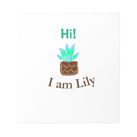 Hallo ik ben Lily cactus succulent voeg naam water Notitieblok (Voorkant)