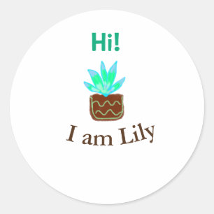 Hallo ik ben Lily cactus succulent voeg naam water Ronde Sticker