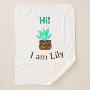 Hallo ik ben Lily cactus succulent voeg naam water Sherpa Deken