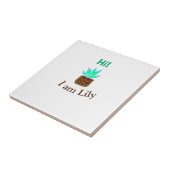 Hallo ik ben Lily cactus succulent voeg naam water Tegeltje (Zijkant)