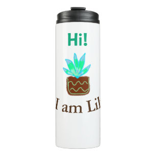 Hallo ik ben Lily cactus succulent voeg naam water Thermosbeker