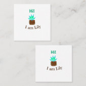 Hallo ik ben Lily cactus succulent voeg naam water Vierkante Visitekaartje (Voorkant / Achterkant)