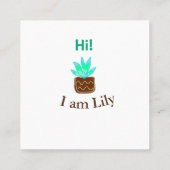 Hallo ik ben Lily cactus succulent voeg naam water Vierkante Visitekaartje (Achterkant)