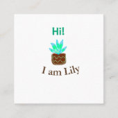 Hallo ik ben Lily cactus succulent voeg naam water Vierkante Visitekaartje (Voorkant)