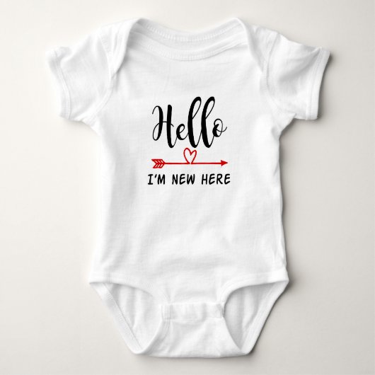 hallo, ik ben New here Baby Vest Romper (Voorkant)