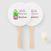 Hallo Ik ben nieuw hier baby shower kinder bloemen Handwaaier (Voorkant en achterkant)