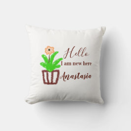 Hallo Ik ben nieuw hier baby shower kinder bloemen Kussen