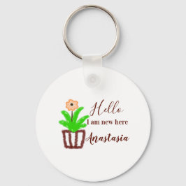 Hallo Ik ben nieuw hier baby shower kinder bloemen Sleutelhanger