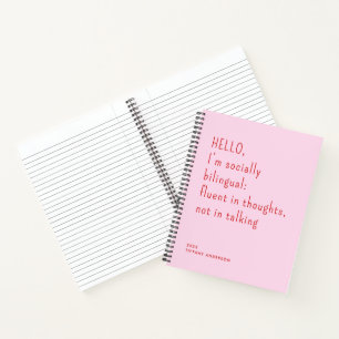 Hallo, ik ben sociaal tweetalig Grappig Cadeau voo Notitieboek