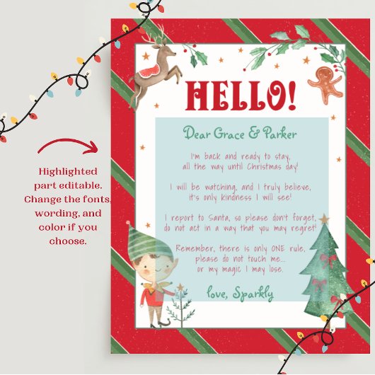 Hallo Ik ben terug Elf Welkom Poster