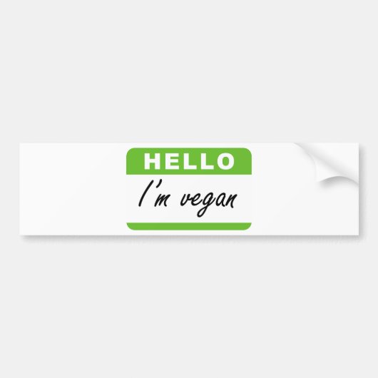 hallo ik ben Vegan Bumpersticker (Voorkant)