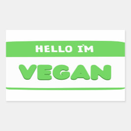hallo ik ben Vegan - Cute and Funny Name Tag ID Ba Rechthoekige Sticker