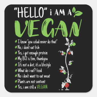Hallo Ik ben veganist Vierkante Sticker
