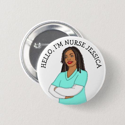 hallo, ik ben verpleegster Add Name Ronde Button 5,7 Cm (Voorkant /achterkant)