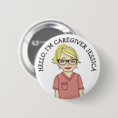 hallo, ik ben Zorgverlener Add Name Ronde Button 5,7 Cm (Voorkant /achterkant)