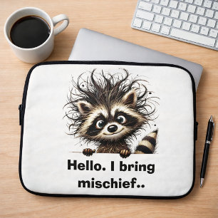 Hallo. Ik breng kattenkwaad Wasbeer Laptop Sleeve