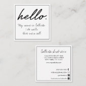 Hallo Ik citeer moderne zwart-wit typografie Vierkante Visitekaartje (Voorkant / Achterkant)