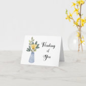 Hallo Ik denk aan jou Hallo Groeten Get Well Note Kaart (Gele Bloem)