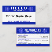 HALLO Ik heb dementie-identificatie Visitekaartje (Voorkant / Achterkant)