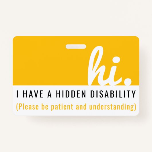 Hallo ik heb een verborgen medische handicap ID PV Badge (Voorkant)