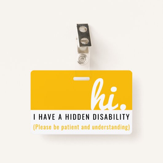 Hallo ik heb een verborgen medische handicap ID PV Badge (Voorkant met clip)