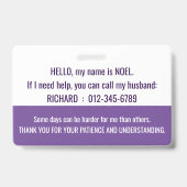 hallo Ik heb FIBROMYALGIE handicap ID Badge (Achterkant)