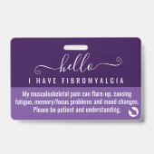 hallo Ik heb FIBROMYALGIE handicap ID Badge (Voorzijde)
