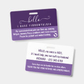 hallo Ik heb FIBROMYALGIE handicap ID Badge (Voor- en achterkant)