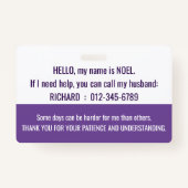 hallo Ik heb FIBROMYALGIE handicap ID Badge (Achterkant)