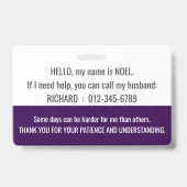 hallo ik heb narcolepsie handicap id badge (Achterkant)