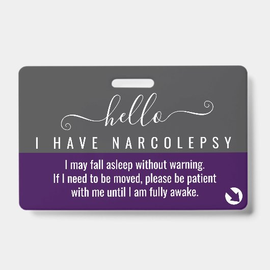 hallo ik heb narcolepsie handicap id badge (Voorzijde)