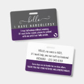 hallo ik heb narcolepsie handicap id badge (Voor- en achterkant)