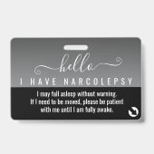 hallo ik heb narcolepsie handicap id badge (Voorzijde)