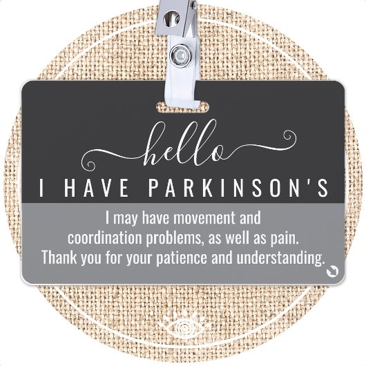 hallo ik heb PARKINSON identiteitskaart Badge