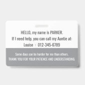 hallo ik heb PARKINSON identiteitskaart Badge (Achterkant)
