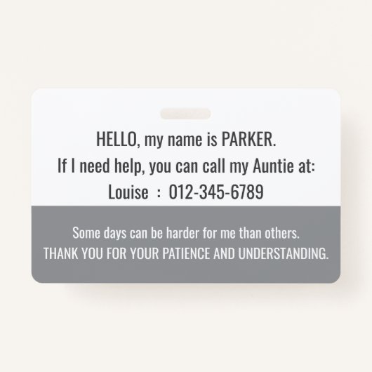 hallo · ik heb PARKINSONS invaliditeits-id Badge (Achterkant)