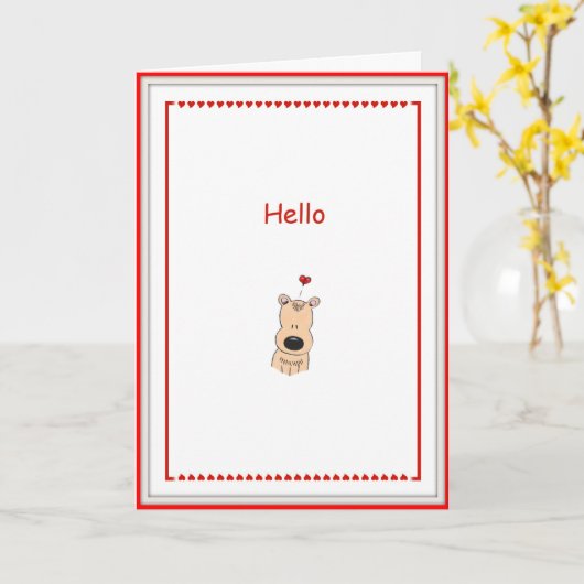 Hallo Ik hou van je Cartoon Beer Kaart (Gele Bloem)