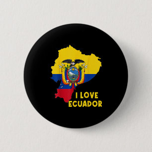 Hallo Ik hou van Quito Ecuador Kaart Vlag Proud Ec Ronde Button 5,7 Cm